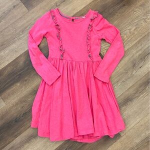 Mini Boden Pink Ruffle Long Sleeve Twirl Dress 9/10 Girl